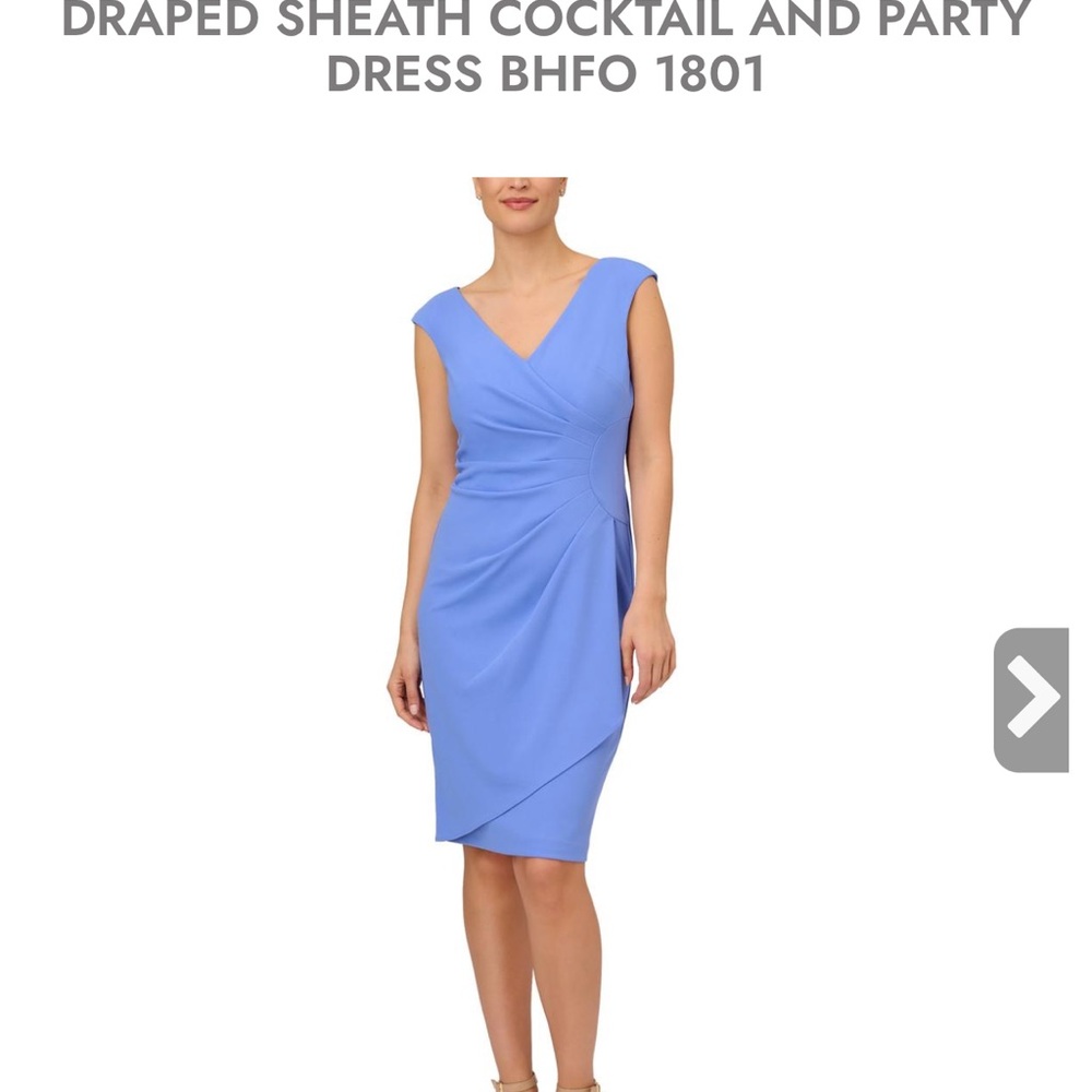 Elegant Blue Draped Sheath Cocktail Dress size 6 NWT’s